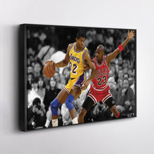 Load image into Gallery viewer, Michael Jordan &amp; Magic Johnson Canvas – Bulls Lakers Basketball Wall Art for Home
