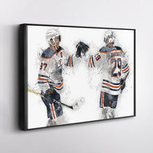 Load image into Gallery viewer, Connor McDavid &amp; Leon Draisaitl Canvas Art – Edmonton Oilers Wall Decor
