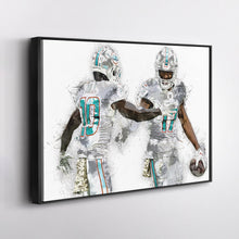 Load image into Gallery viewer, Tyreek Hill &amp; Jaylen Waddle Canvas Art – Miami Dolphins Wall Decor
