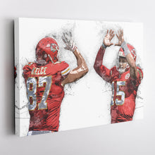 Load image into Gallery viewer, Patrick Mahomes &amp; Travis Kelce Canvas Art – Kansas City Chiefs Wall Decor
