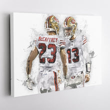 Load image into Gallery viewer, Christian McCaffrey &amp; Brock Purdy Canvas Art – San Francisco 49ers Wall Decor
