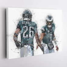 Load image into Gallery viewer, Jalen Hurts &amp; Saquon Barkley Canvas Art – Philadelphia Eagles Wall Art
