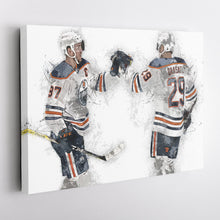 Load image into Gallery viewer, Connor McDavid &amp; Leon Draisaitl Canvas Art – Edmonton Oilers Wall Decor

