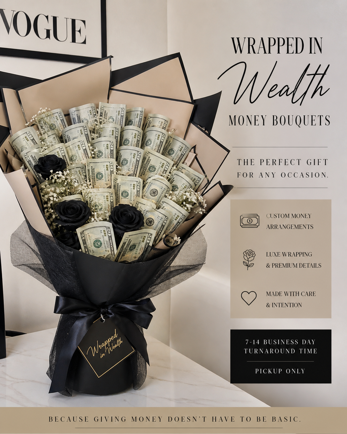 Custom Wrapped in Wealth Bouquet
