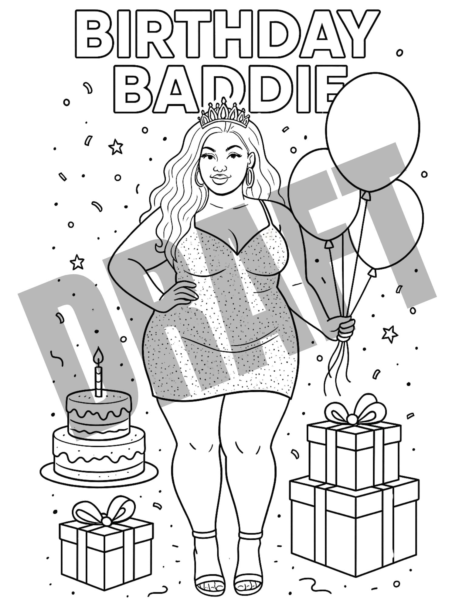 Birthday Baddie Duo- Coloring Pages | $1 Digital Download