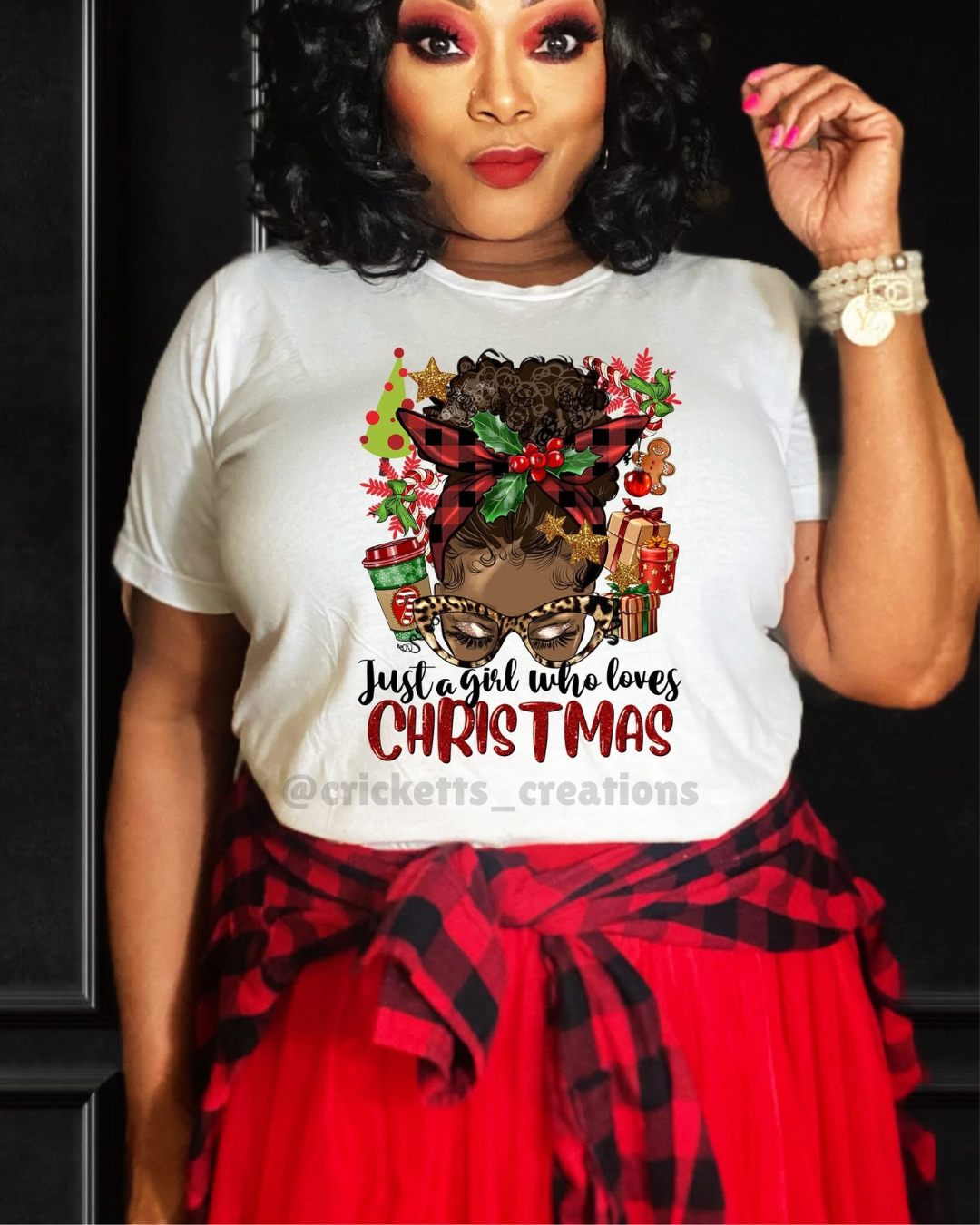 “Just a Girl Who Loves Christmas” Curly Hair Version Shirt