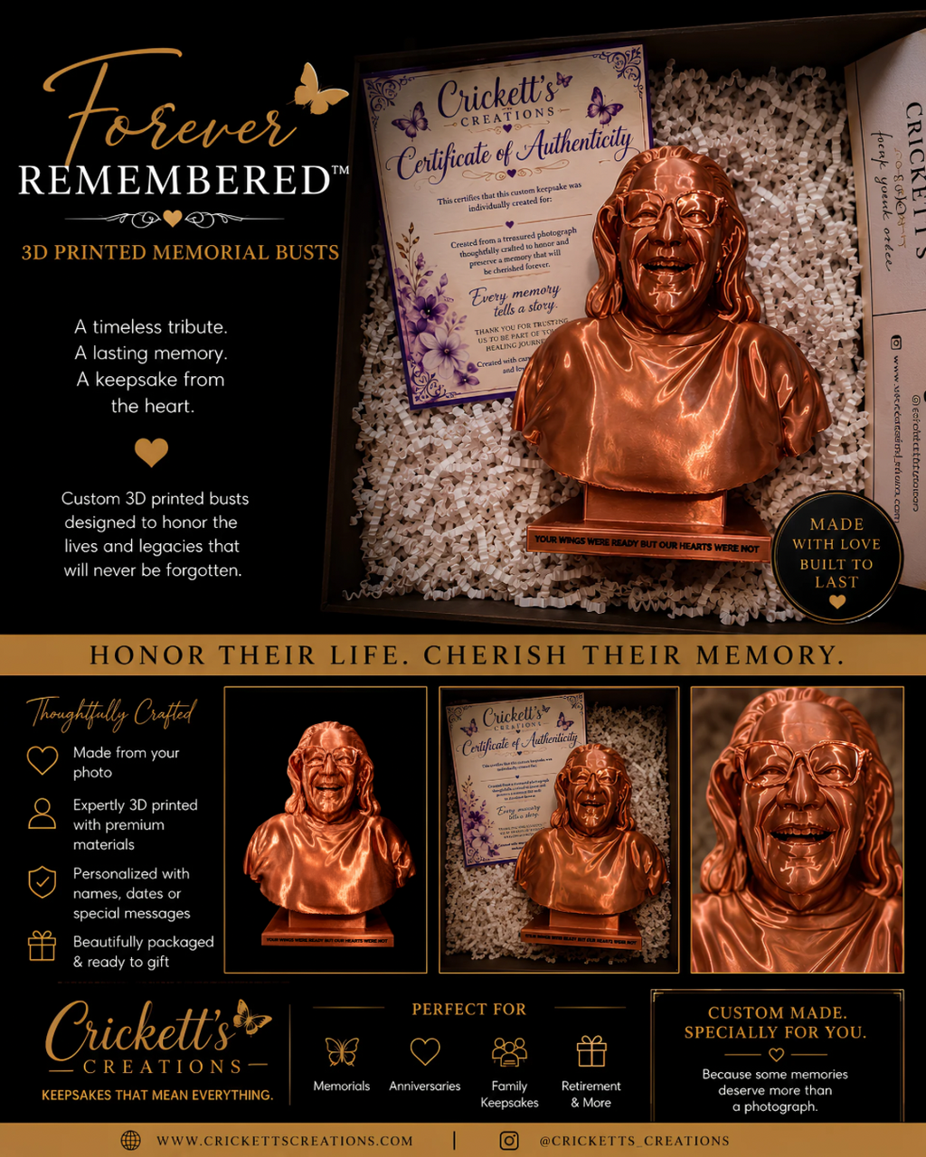 Custom Memorial & Keepsake Bust Statue