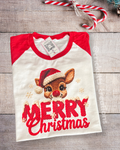 Cozy Knit Reindeer Merry Christmas Raglan Shirt