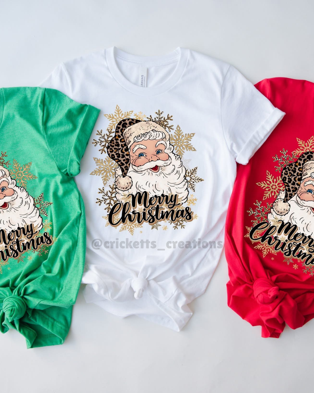 Leopard Santa “Merry Christmas” Shirt (Light Skin & Dark Skin Options)
