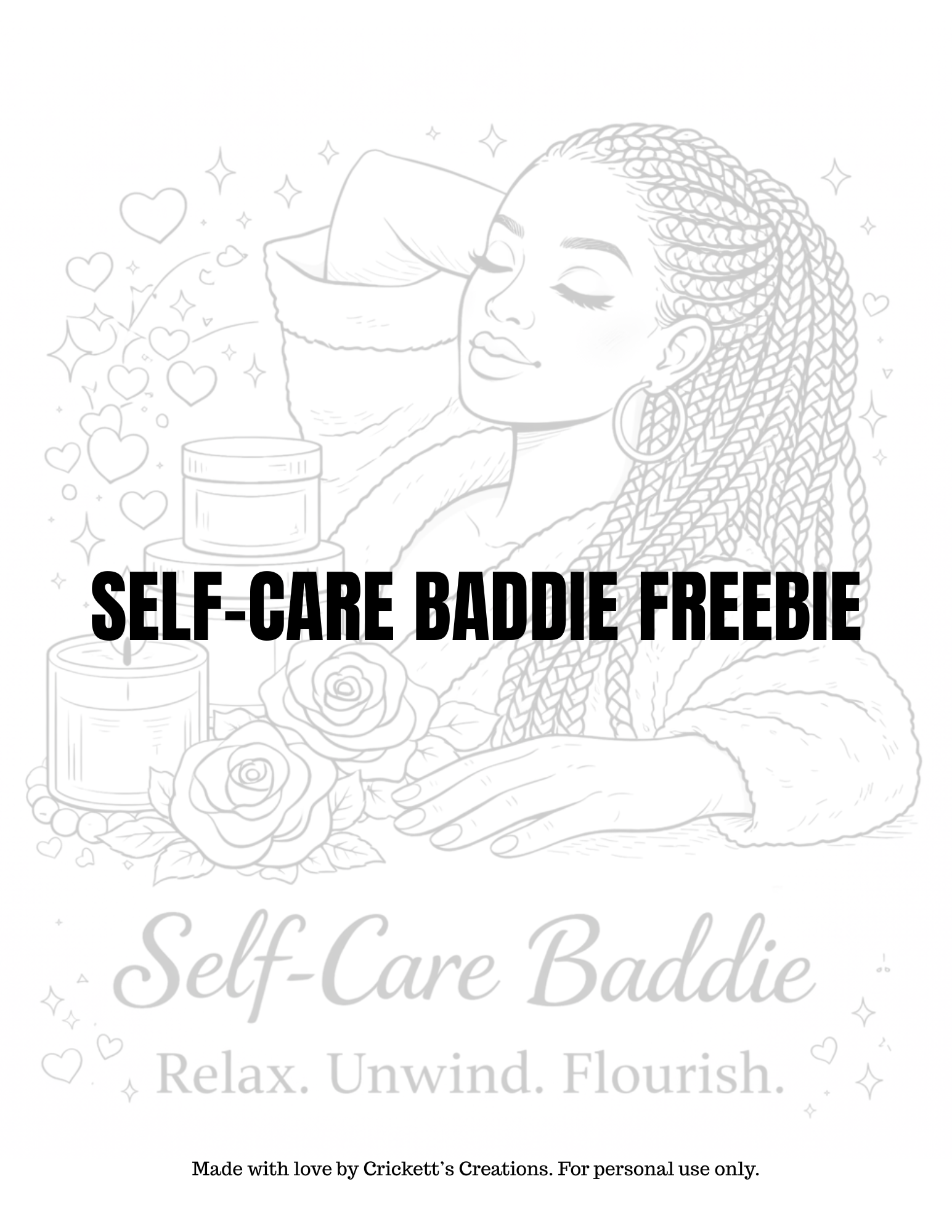 Self-Care Baddie Sampler Page- Free Coloring Download