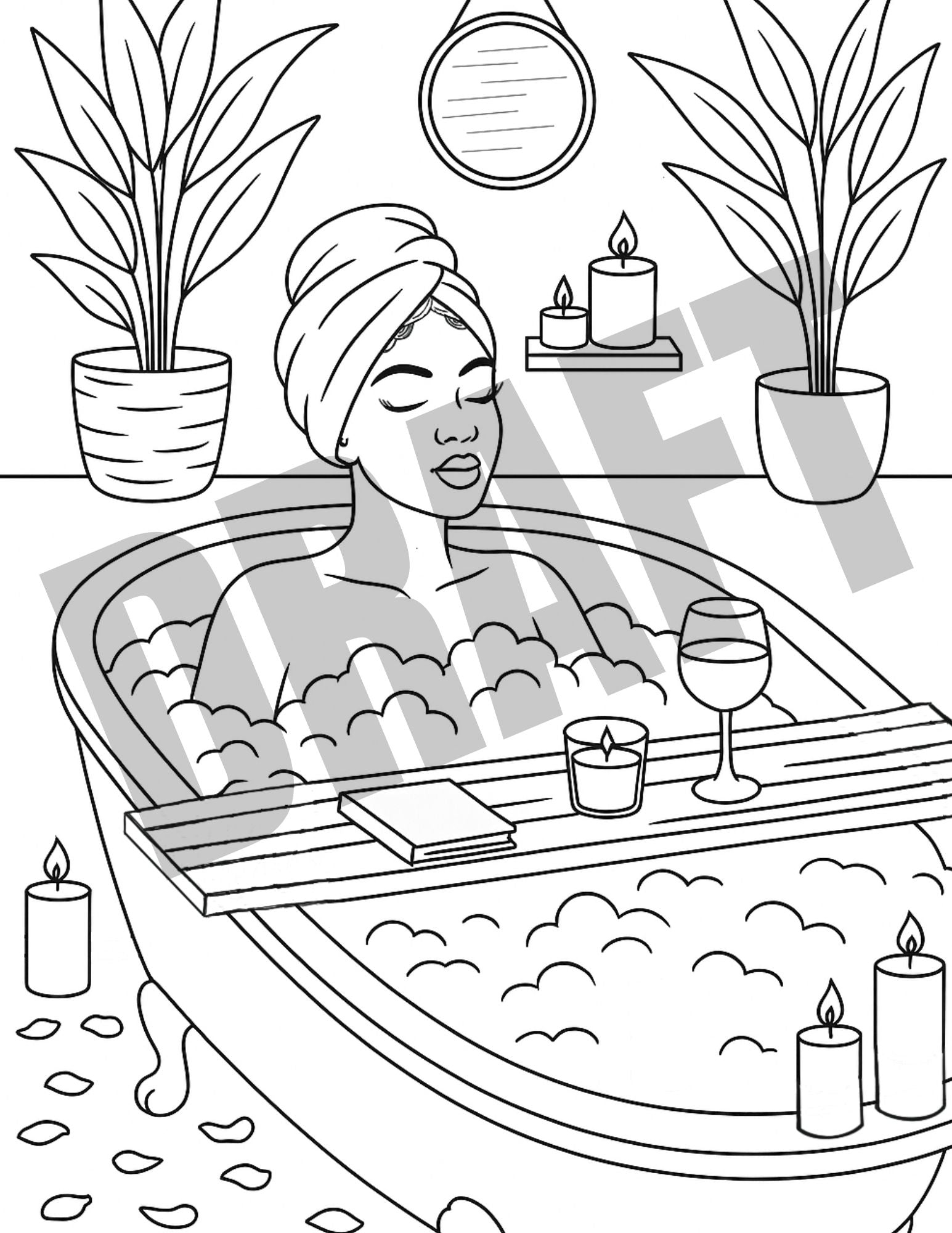 Self Care Baddie – Baddie Coloring Page | $1 Digital Download