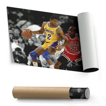 Load image into Gallery viewer, Michael Jordan &amp; Magic Johnson Canvas – Bulls Lakers Basketball Wall Art for Home
