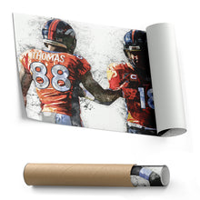 Load image into Gallery viewer, Peyton Manning &amp; Demaryius Thomas Canvas Art – Denver Broncos Wall Decor
