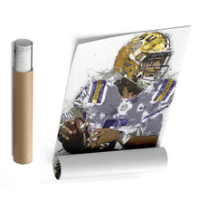 Load image into Gallery viewer, Jayden Daniels Canvas Art – LSU Tigers Wall Decor
