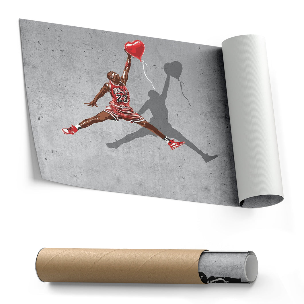 Michael Jordan Banksy Balloon Girl Canvas Art - NBA Street Art Decor