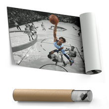 Load image into Gallery viewer, Ja Morant Canvas Art – Dunk Attempt Over Davis Wall Decor
