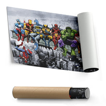 Load image into Gallery viewer, Superheroes Skyscraper Canvas – Marvel &amp; DC Wall Art for Kids

