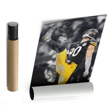 Load image into Gallery viewer, T.J. Watt Canvas Art – Steelers Celebration Wall Decor
