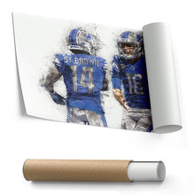 Load image into Gallery viewer, Jared Goff &amp; Amon-Ra St. Brown Canvas Art – Detroit Lions Wall Decor
