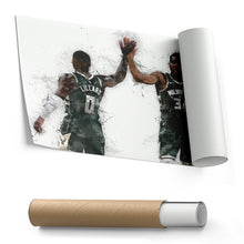 Load image into Gallery viewer, Giannis Antetokounmpo &amp; Damian Lillard Canvas Art – Milwaukee Bucks Wall Decor
