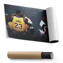 Load image into Gallery viewer, Michael Jordan &amp; LeBron James Canvas – Lakers vs Bulls Wall Art
