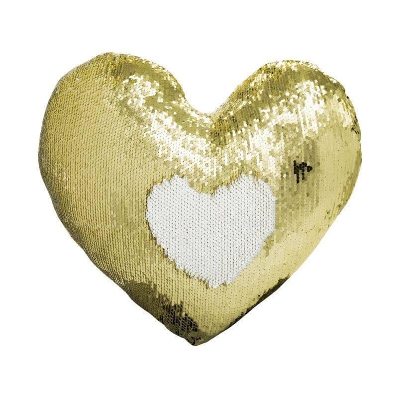 Custom Sequins Heart Pillow (Gold)