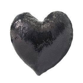 Custom Sequins Heart Pillow (Black)